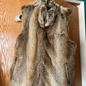 Giacca Faux Fur Vest in Brown